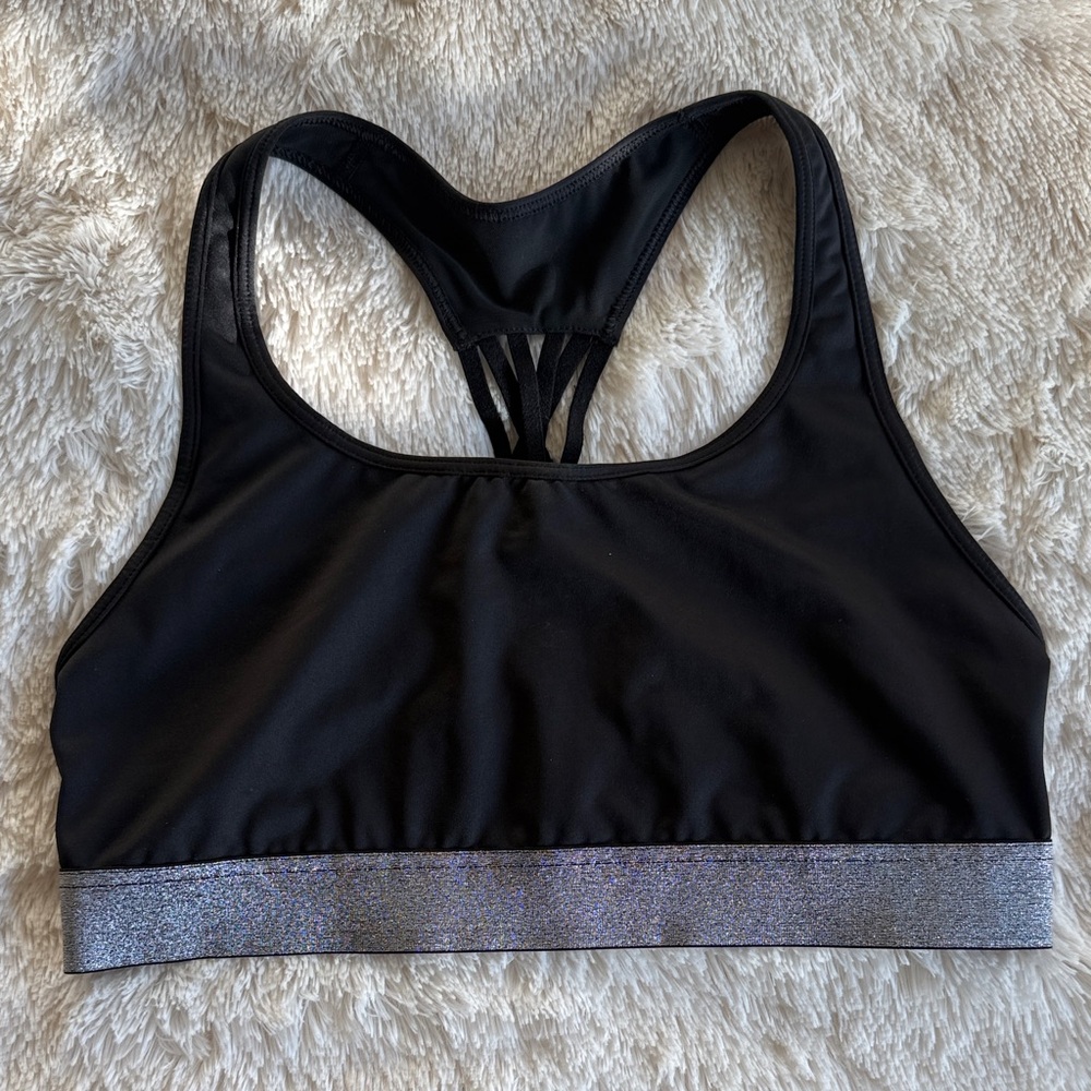 Black and Silver Sports Bra